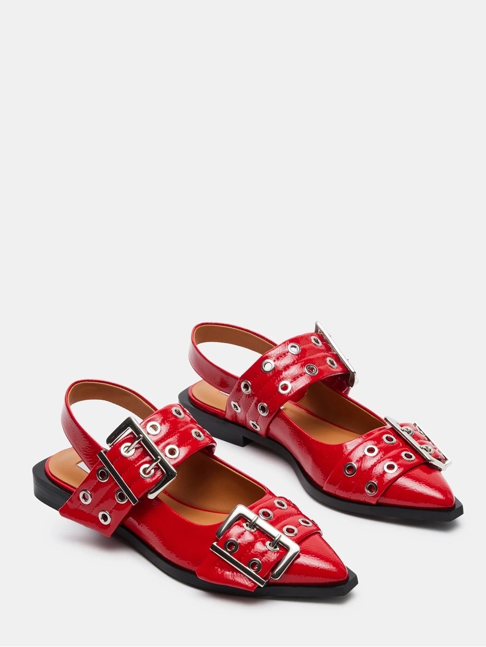 Steve Madden Women's Graya Flats Red Buckle Ballerina Flats Size 8